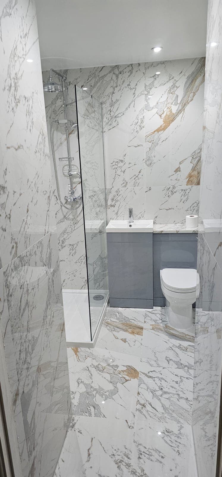 Bathroom rough-in stage — pipework installation